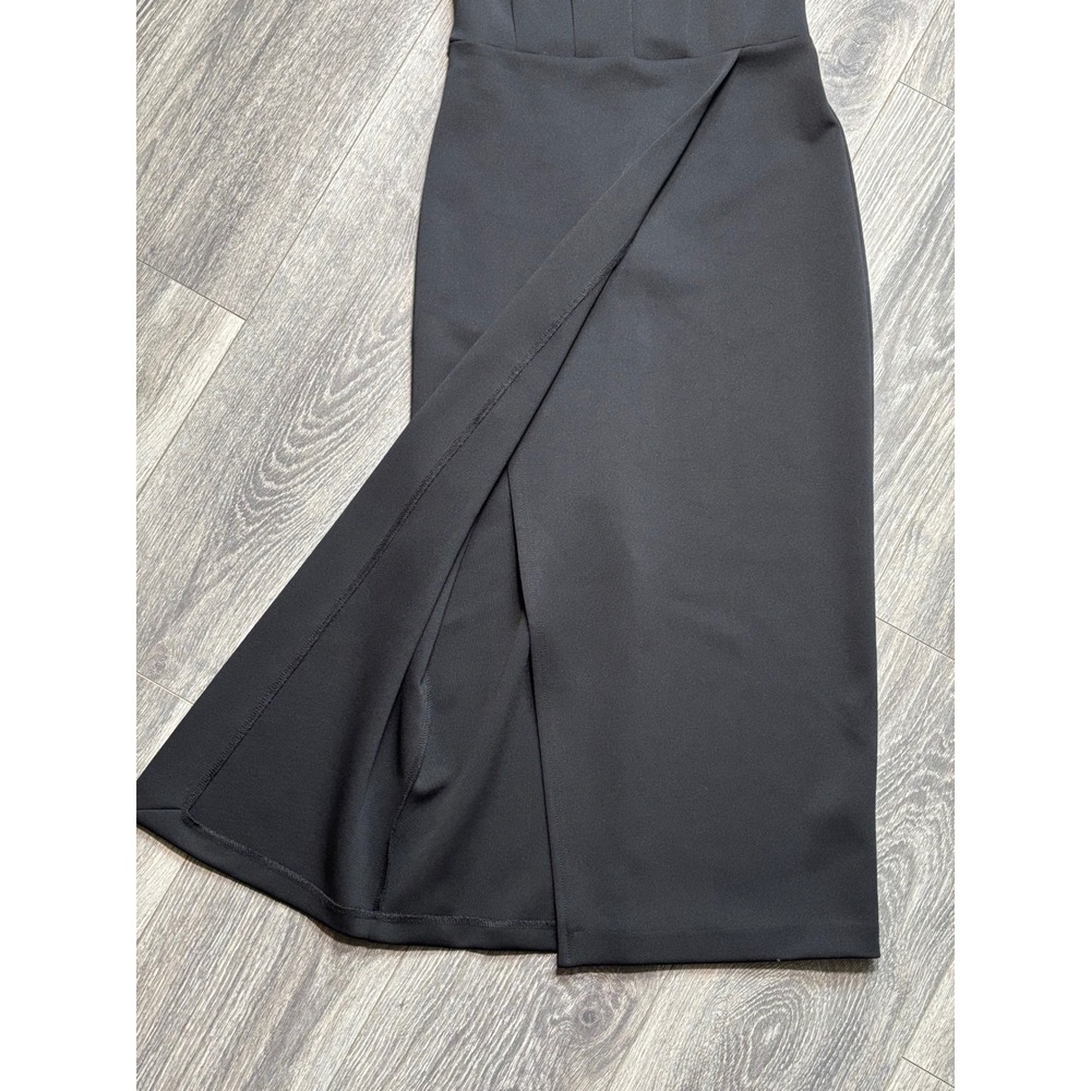 ASOS Black Pleated Wrap front sheath dress - Picture 5 of 10